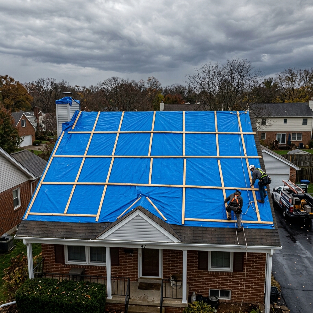 Emergency roof tarping